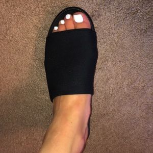 Bebe Black Platform Slides